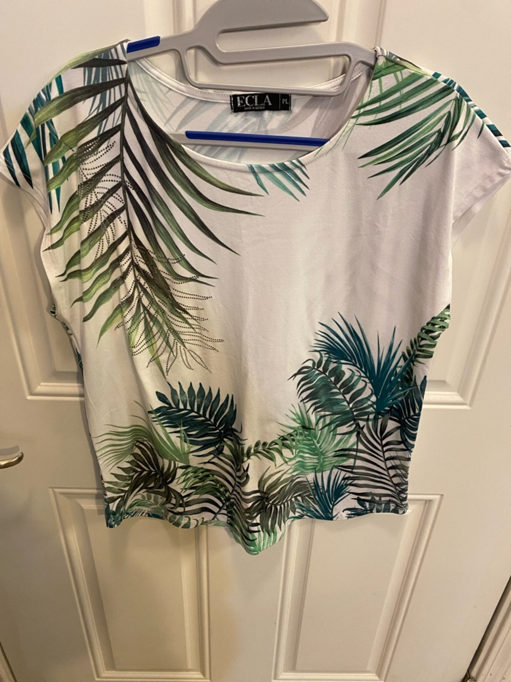 White Tropical Leaf Short-Sleeve Tee